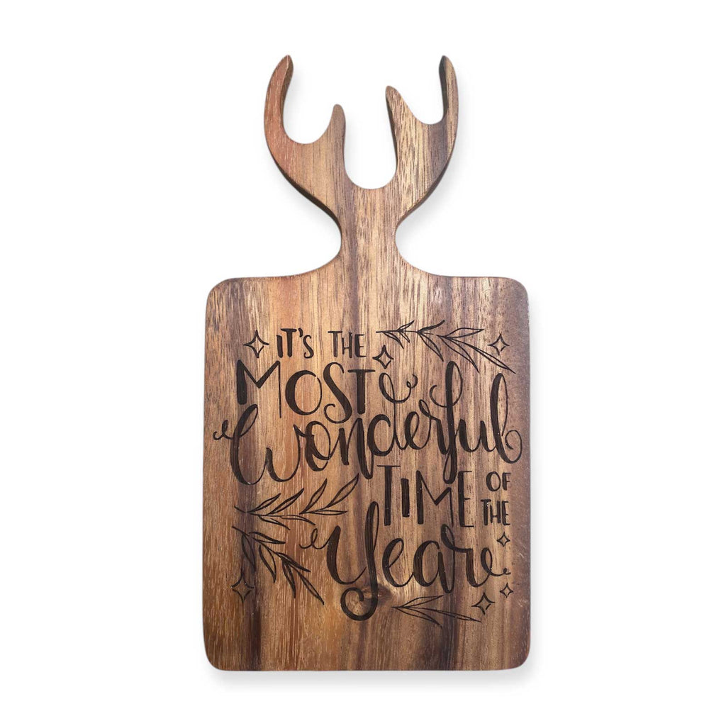 Tagliere in legno a forma di renna natalizia It's the most wonderful time of the year