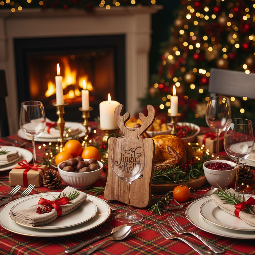 Tagliere in legno a forma di renna natalizia Jingle Bells