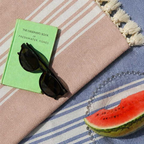 Fouta in cotone con lato in spugna cipria
