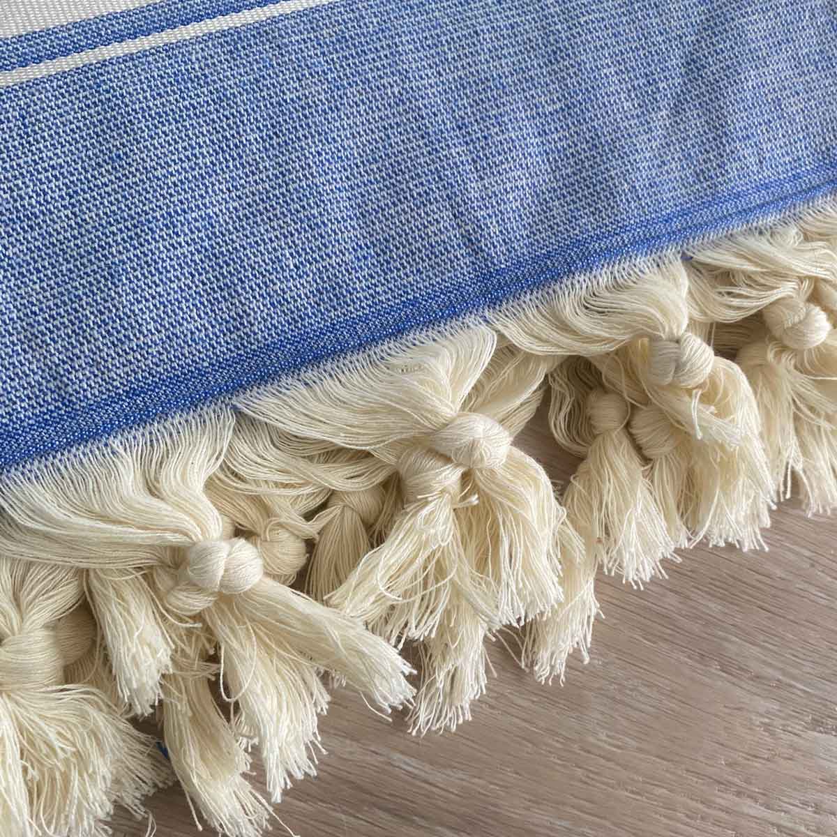 Telo fouta in cotone con lato in spugna celeste