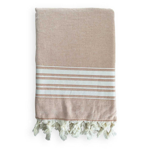 Telo fouta in cotone con lato in spugna rosa cipria