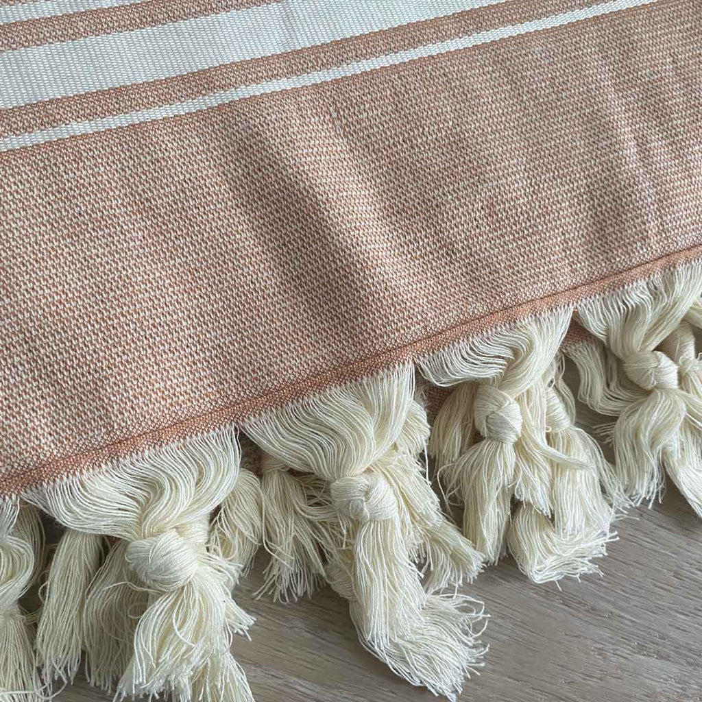 Telo fouta in cotone con lato in spugna rosa cipria