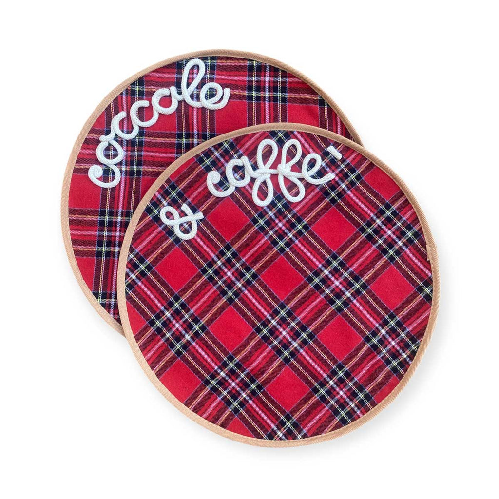 Tovaglietta natalizia personalizzata tartan rosso