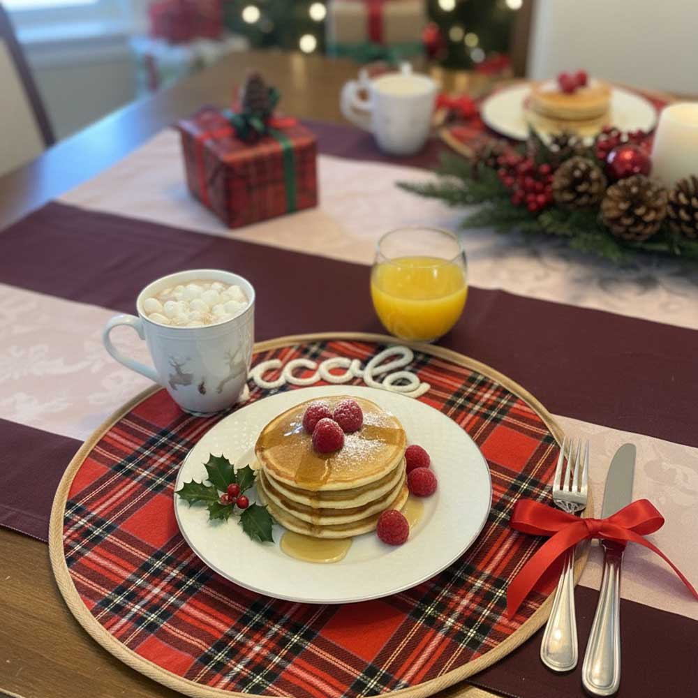 Tovaglietta natalizia personalizzata tartan rosso