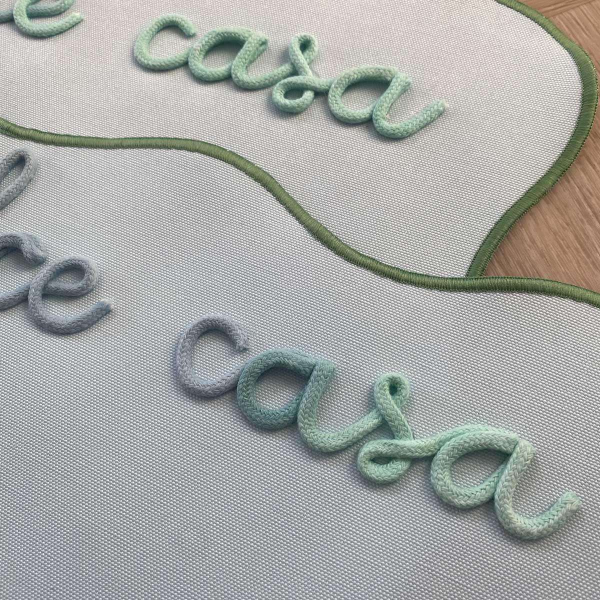 Tovaglietta Azzurra Americana Personalizzata con Ricamo Nome