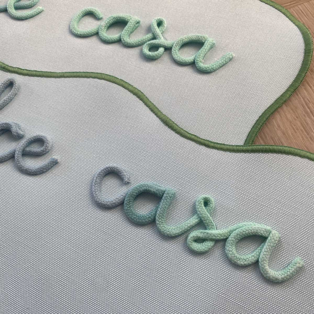 Tovaglietta Azzurra Americana Personalizzata con Ricamo Nome