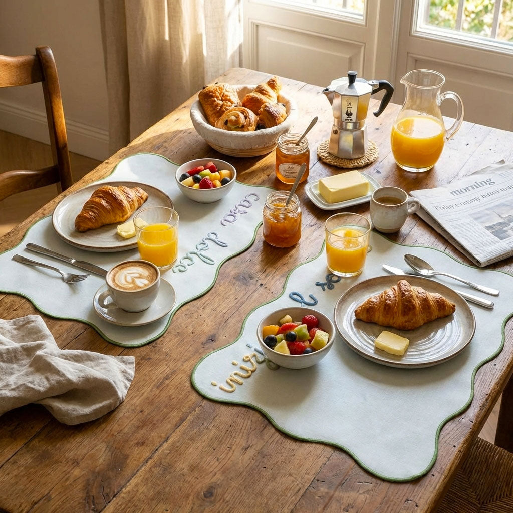 Tovaglietta Azzurra Americana Personalizzata con Ricamo Nome