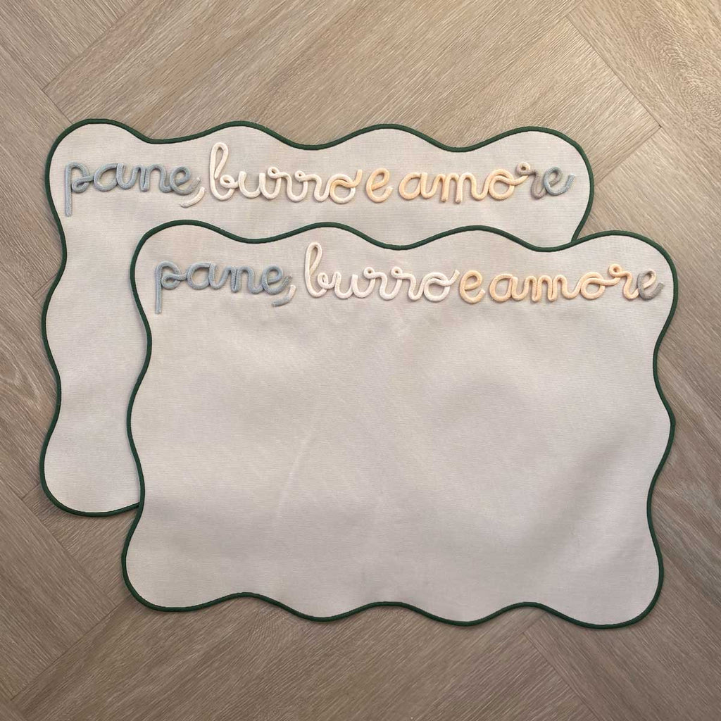 Tovaglietta Americana Beige Colazione Personalizzata con Ricamo Nome