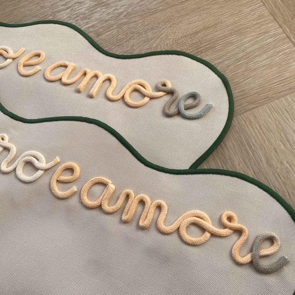 Tovaglietta Americana Beige Colazione Personalizzata con Ricamo Nome