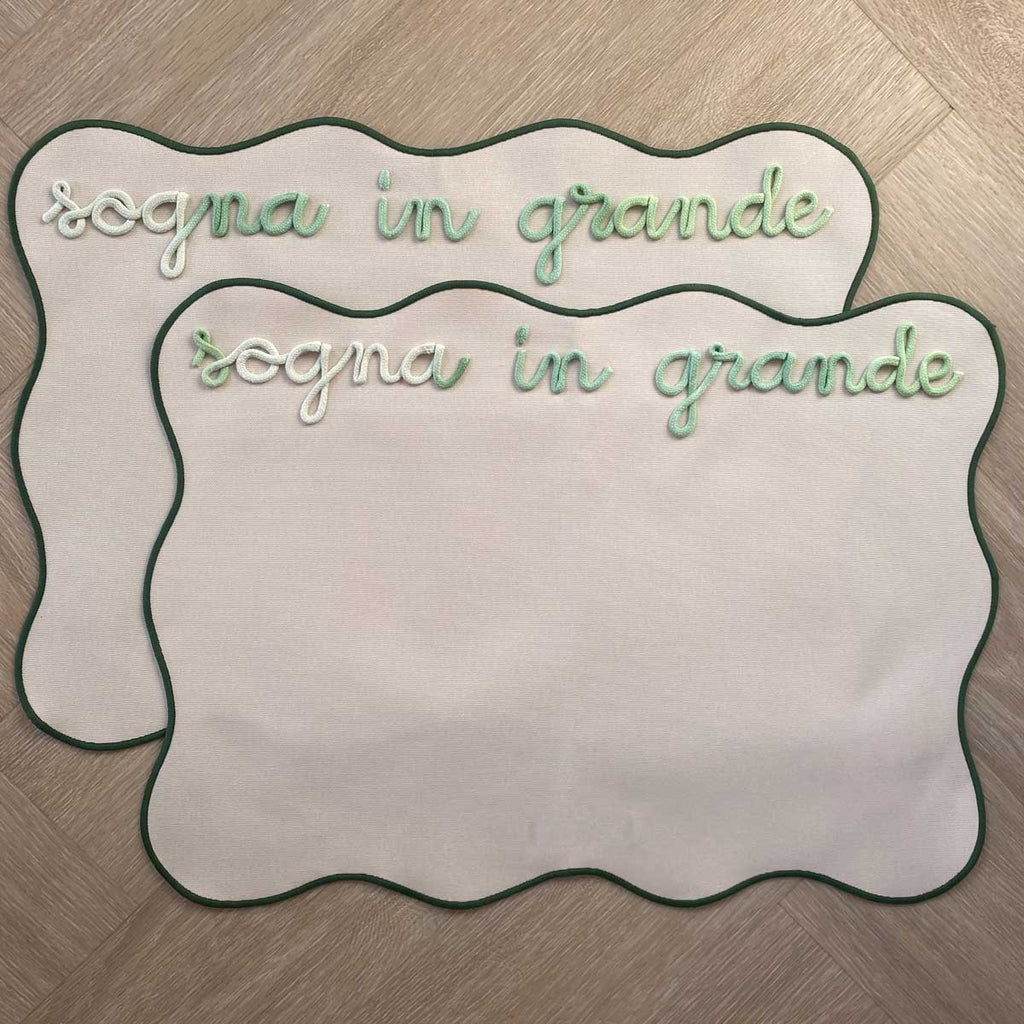 Tovaglietta Americana Beige Colazione Personalizzata con Ricamo Nome