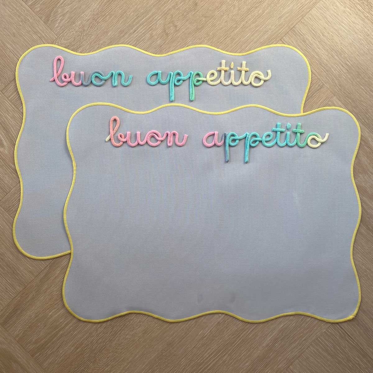 Tovaglietta Americana Grigia Personalizzata con Ricamo Nome