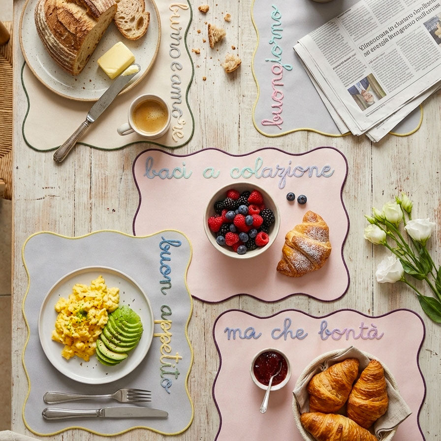 Tovagliette Americane Colazione Personalizzate con Ricamo Nome
