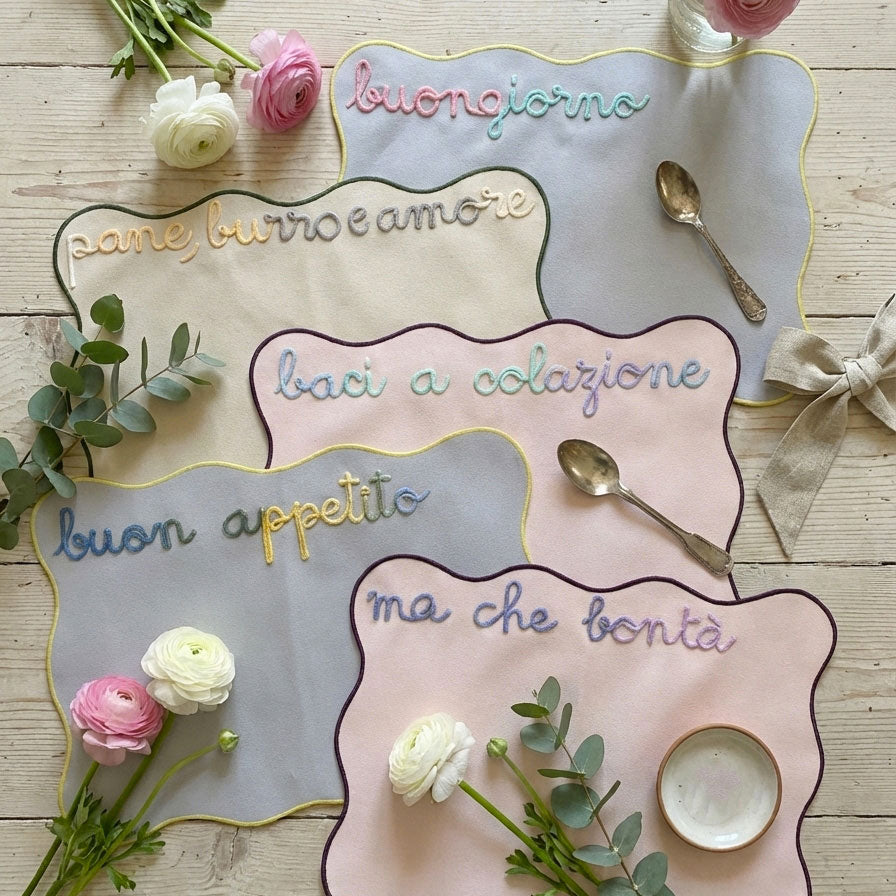 Tovagliette Americane Colazione Personalizzate con Ricamo Nome