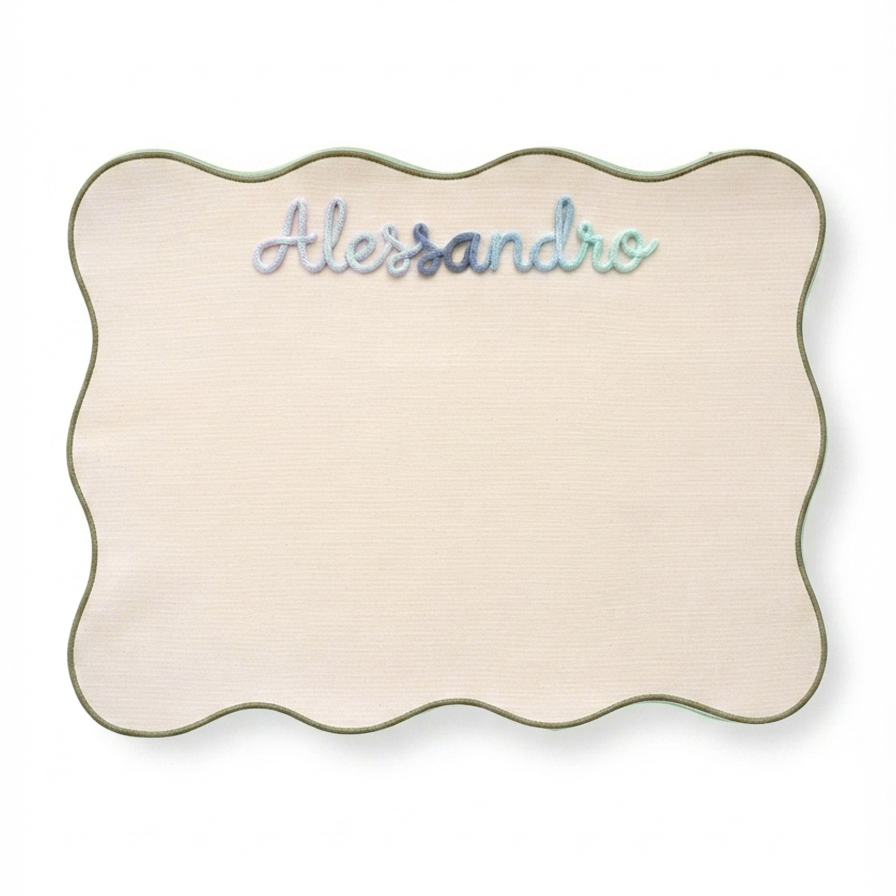 Tovaglietta Americana Beige Colazione Personalizzata con Ricamo Nome