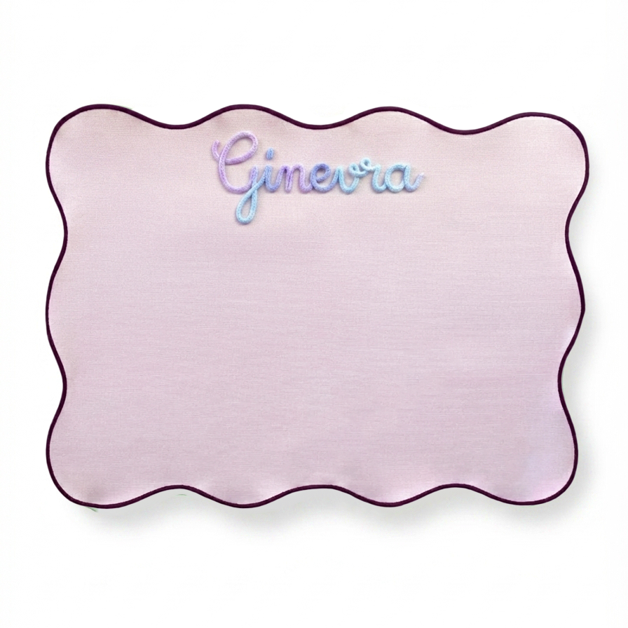 Tovaglietta Americana Rosa Colazione Personalizzata con Ricamo Nome