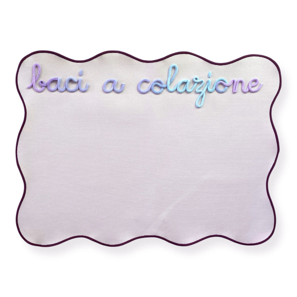 Tovaglietta Americana Rosa Colazione Personalizzata con Ricamo Nome