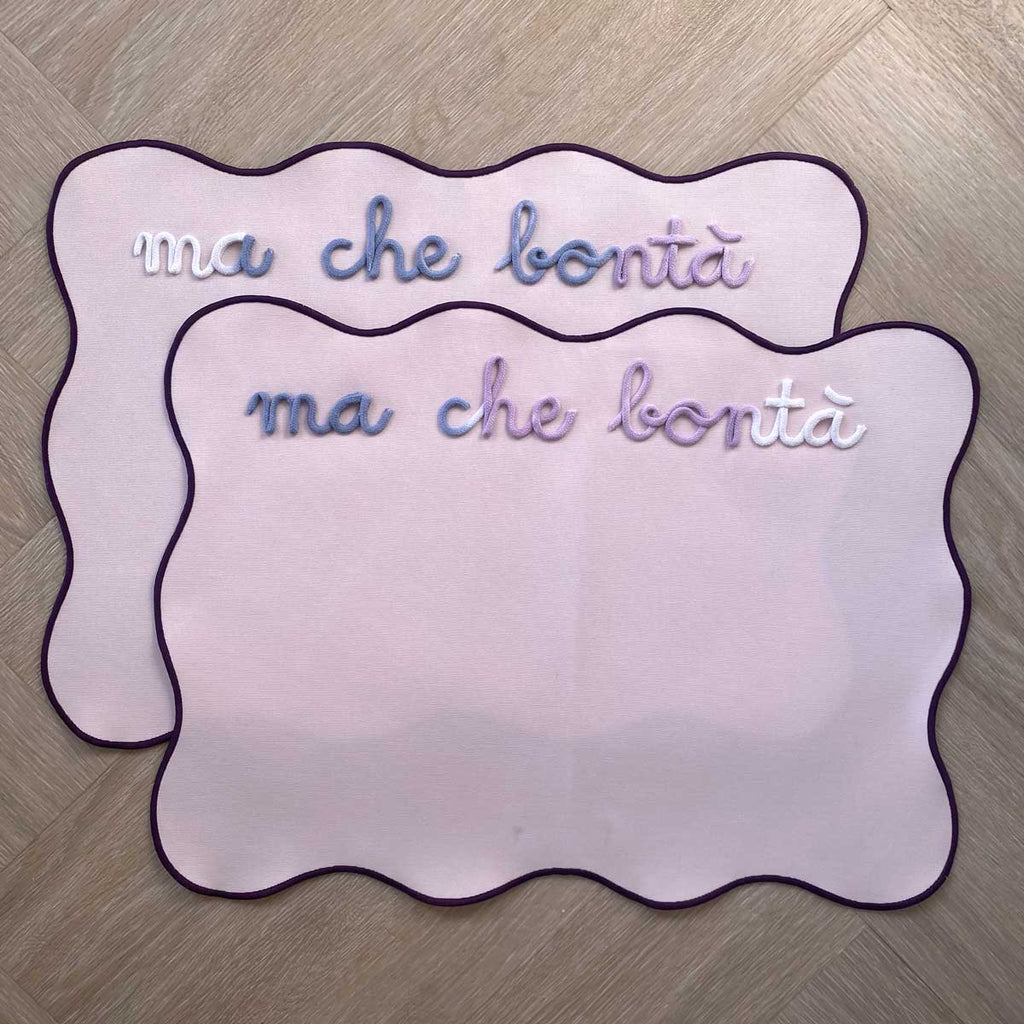 Tovaglietta Americana Rosa Colazione Personalizzata con Ricamo Nome