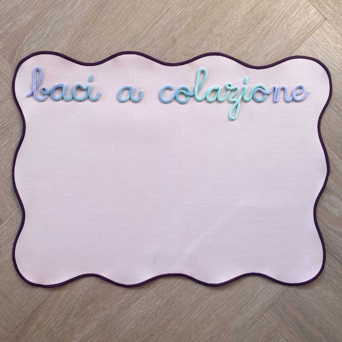 Tovaglietta Americana Rosa Colazione Personalizzata con Ricamo Nome