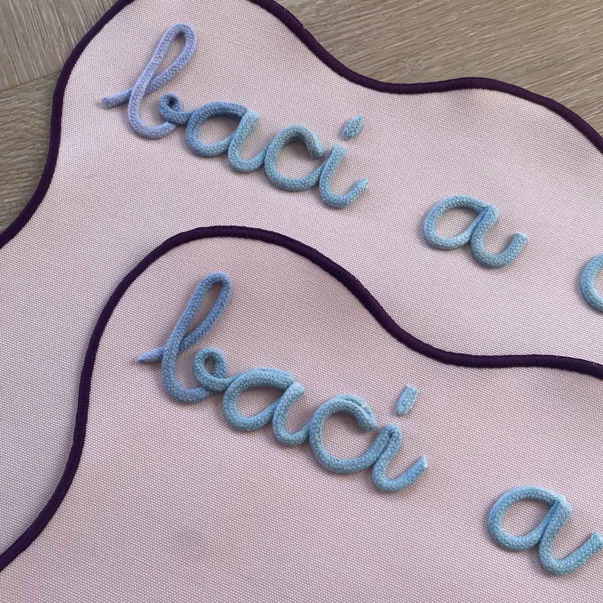 Tovaglietta Americana Rosa Colazione Personalizzata con Ricamo Nome