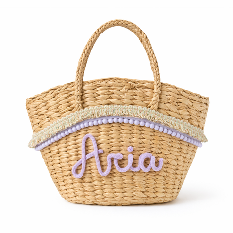Borsa in paglia con scritta personalizzata