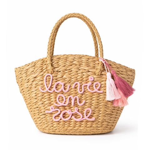 Borsa in paglia con scritta personalizzata