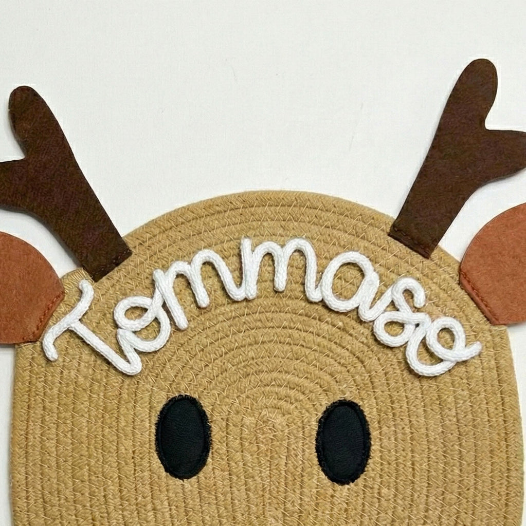 Tovaglietta natalizia personalizzata con nome a forma di renna