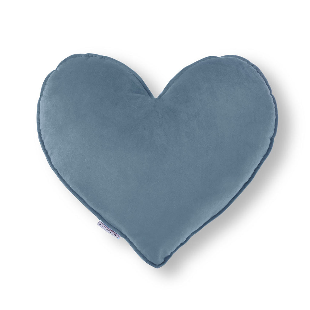Cuscino a forma di cuore in velluto azzurro polvere