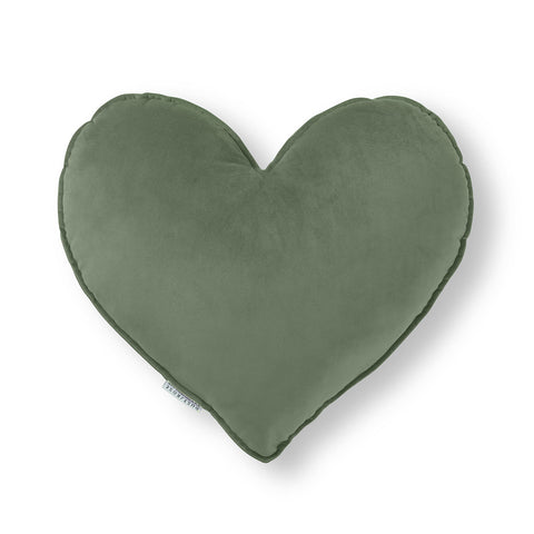 Cuscino a forma di cuore in velluto verde salvia