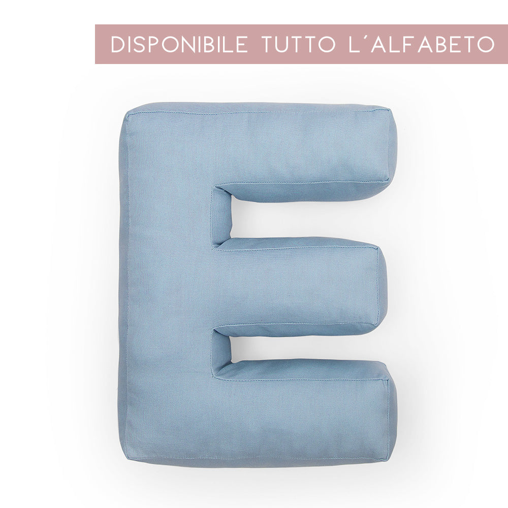 Cuscino Personalizzato Lettera Alfabeto Iniziale Cotone Azzurro
