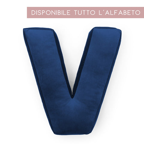 Cuscino Personalizzato Lettera Alfabeto Iniziale Velluto Blu
