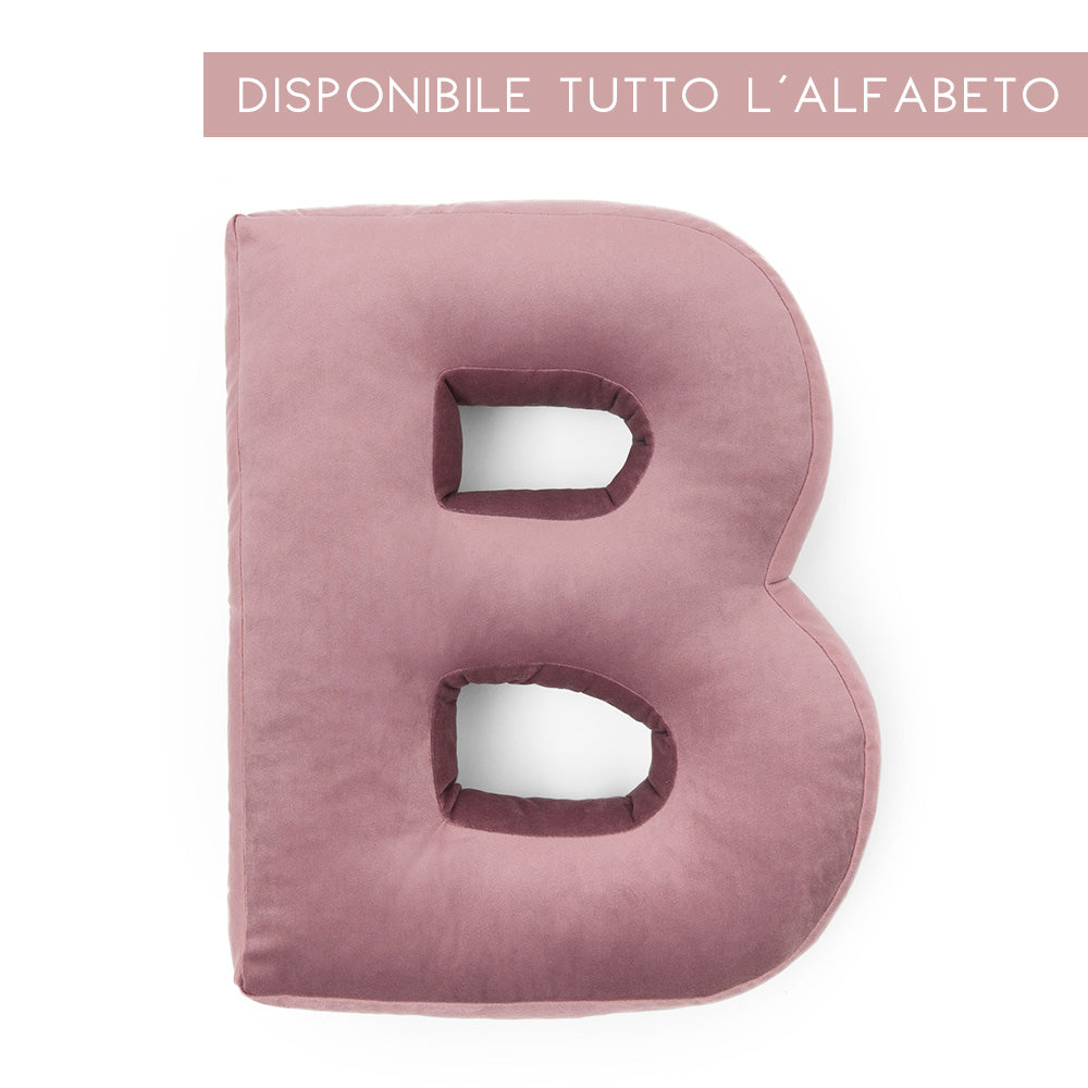 Cuscino Personalizzato Lettera Alfabeto Iniziale Velluto Rosa Malva