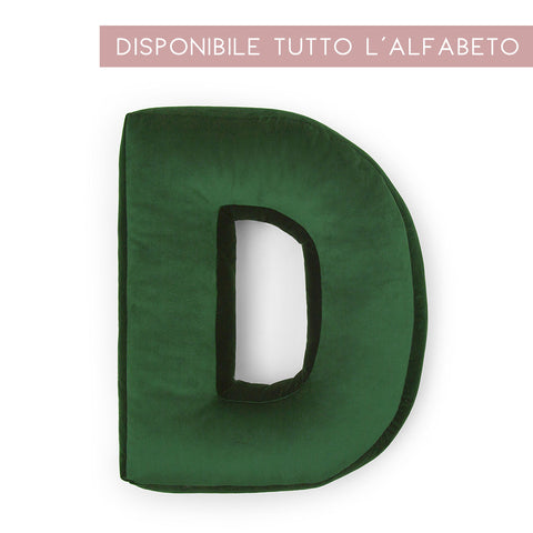 Cuscino Personalizzato Lettera Alfabeto Iniziale Velluto Verde
