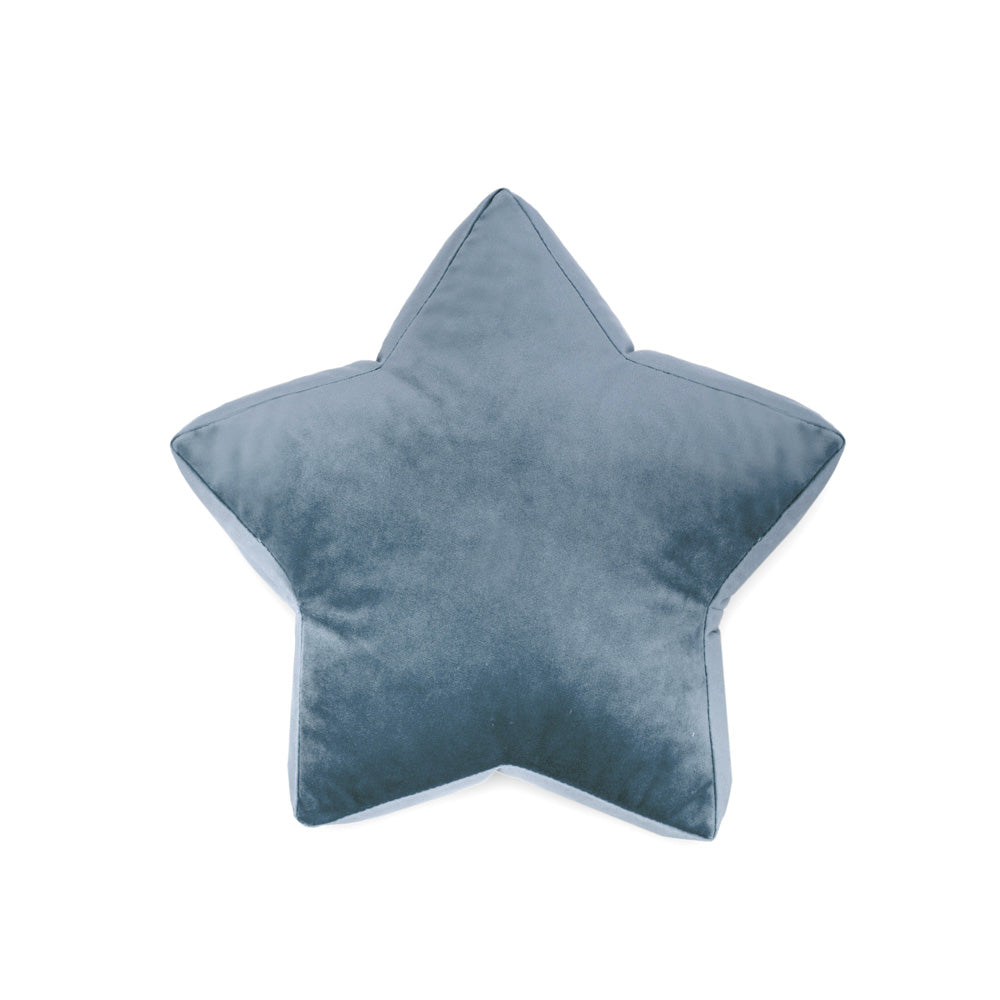 Cuscino a forma di stella in velluto azzurro polvere