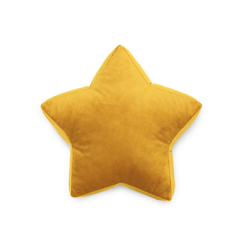 Cuscino a forma di stella in velluto giallo senape