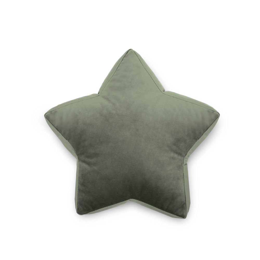 Cuscino a forma di stella in velluto verde salvia