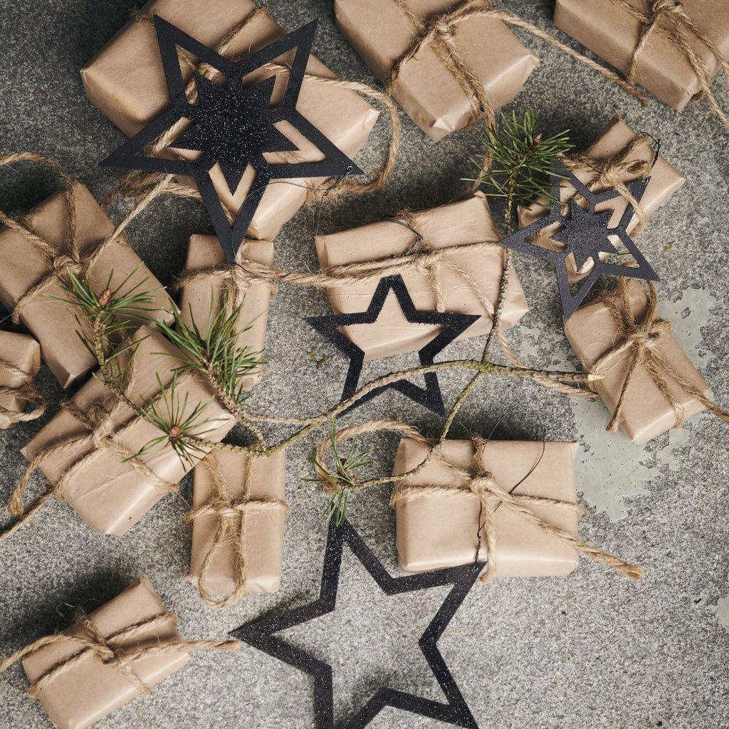 House Doctor decorazioni albero Natale stelle glitter nero