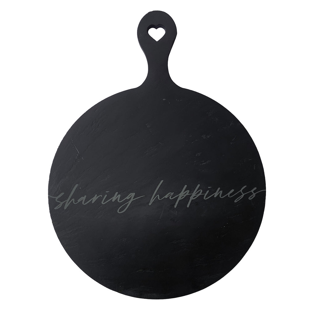 Tagliere in ardesia rotondo "Sharing happiness"