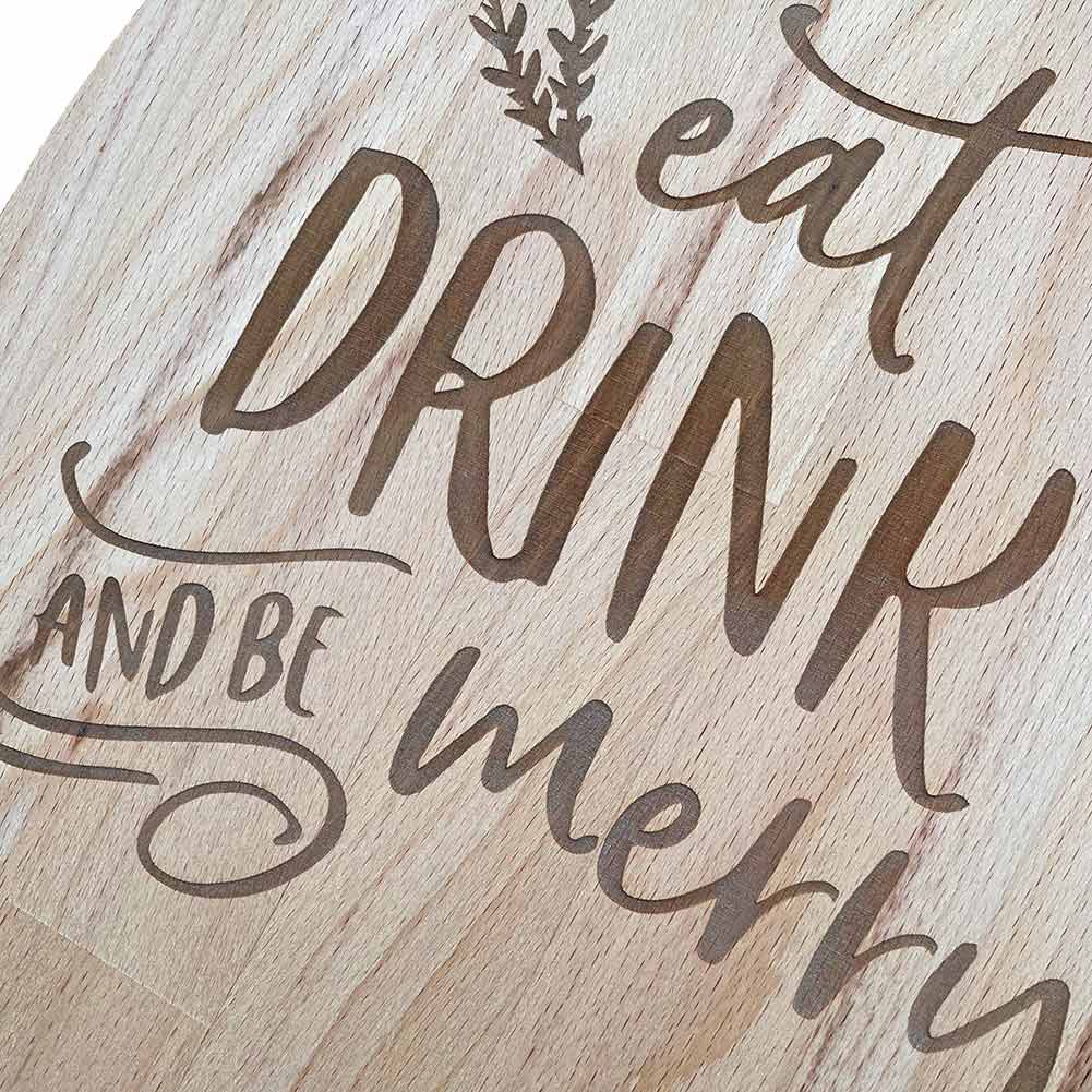 Tagliere in legno ovale "Eat Drink & Be Merry"
